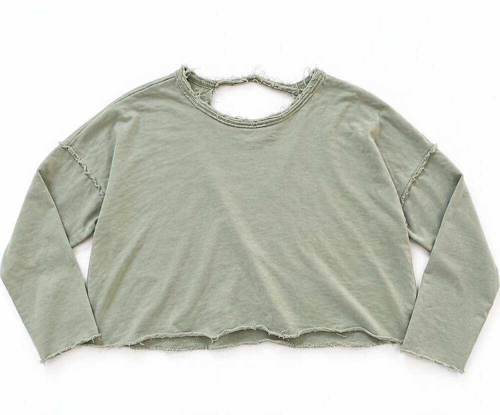 Aerie Sage Green Backless Crop Sweatshirt XS (r1)